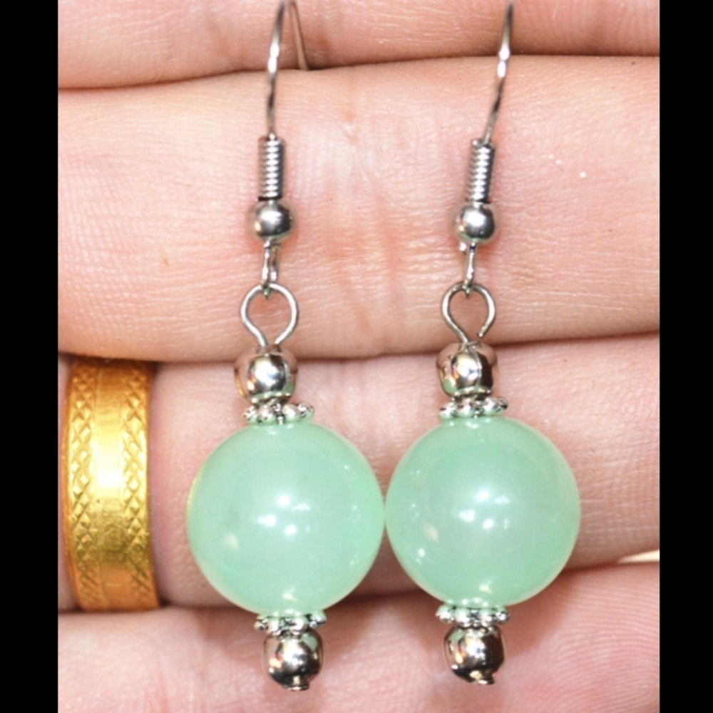Green jade earrings